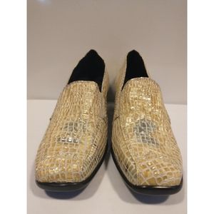 1803 Anthropologie Loafers Crocodile Yellow Leather Slip Ons Wowen's Size 6